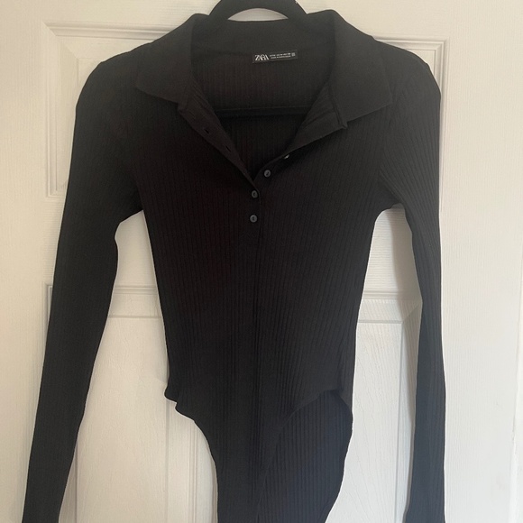 Zara Black Long Sleeve Bodysuit - Picture 2 of 6